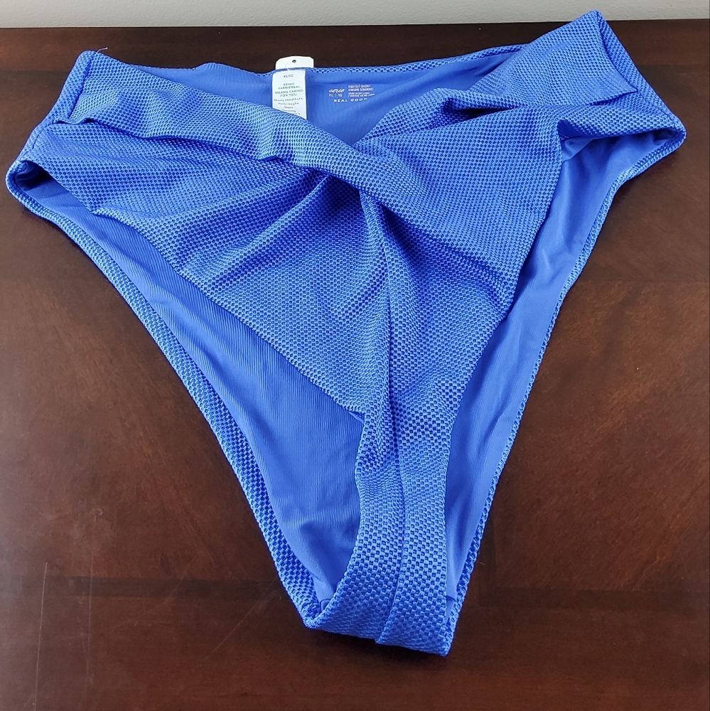 Aerie Blue High Cheeky Bikini Bottom Size X-Large